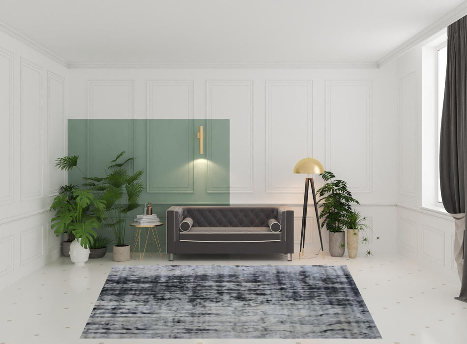8' x 11' Abstract Hand Loomed Area Rug - White And Blue