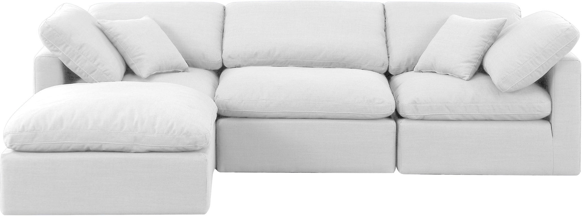 Indulge - Linen 4 Piece Modular Sectional With Chaise - White