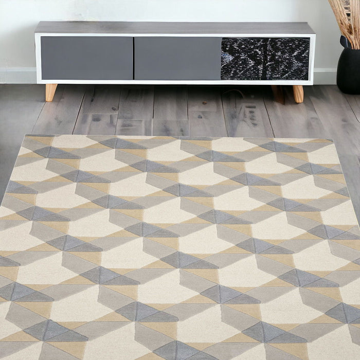 5' x 8' Wool Area Rug - Ivory Or Gray