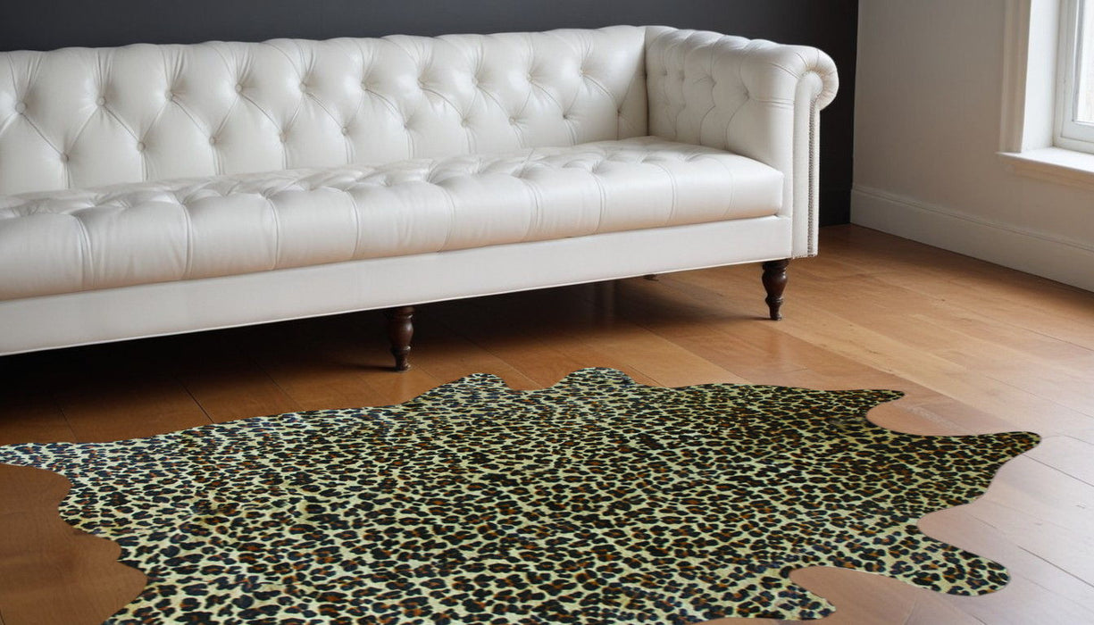 60" x 84" Cowhide Area Rug - Leopard