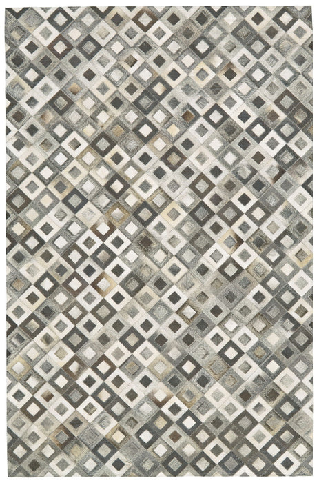 6' x 9' Faux Cowhide Animal Print Power Loom Area Rug - Black Gray And White