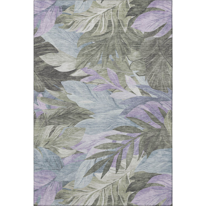 10' X 14' Floral Washable Area Rug With UV Protection (694056) - Taupe / Lavender / Olive Green