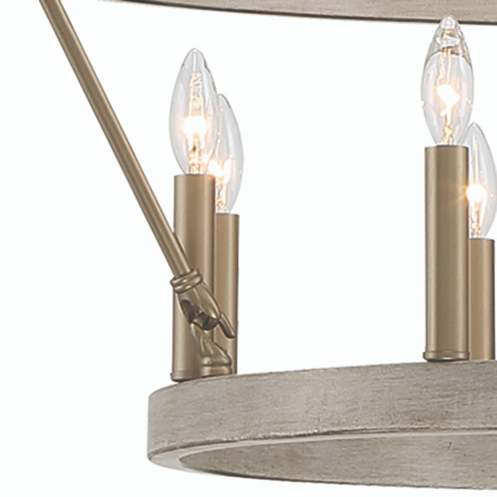 48'' Candle Style Multi Light Metal Dimmable Chandelier - Brass