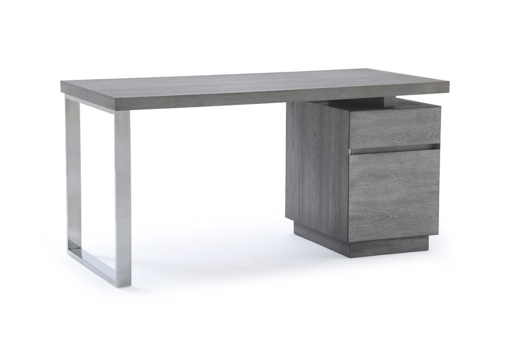 Manufactured Wood Rectangular Writing Desk With Two Drawers - Elm Gray