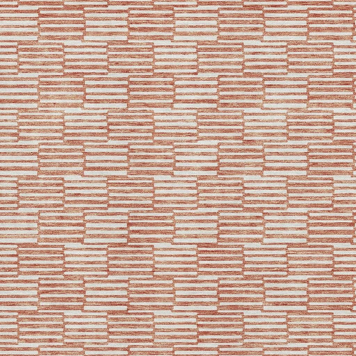 10' X 14' Abstract Geometric Washable Area Rug With UV Protection (673013) - Salmon / Beige