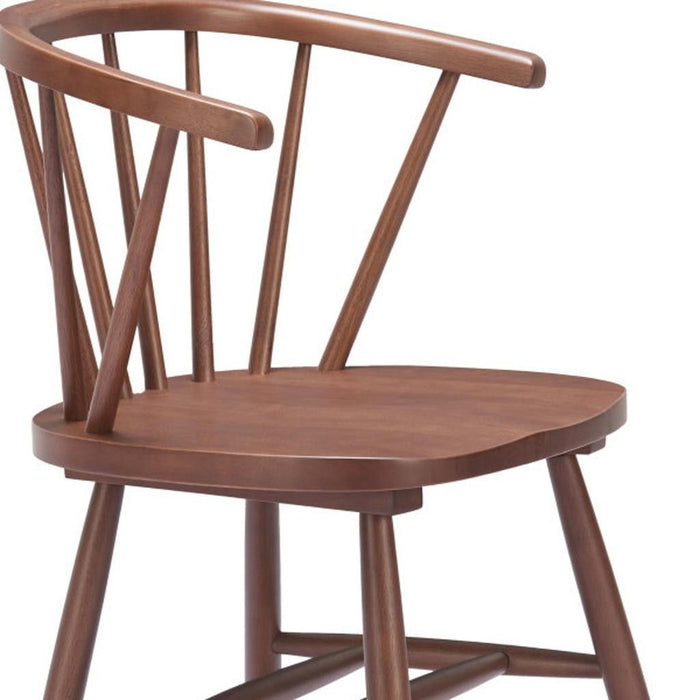 Solid Wood Slat Back Dining Side Chairs (Set of 2) - Walnut / Brown