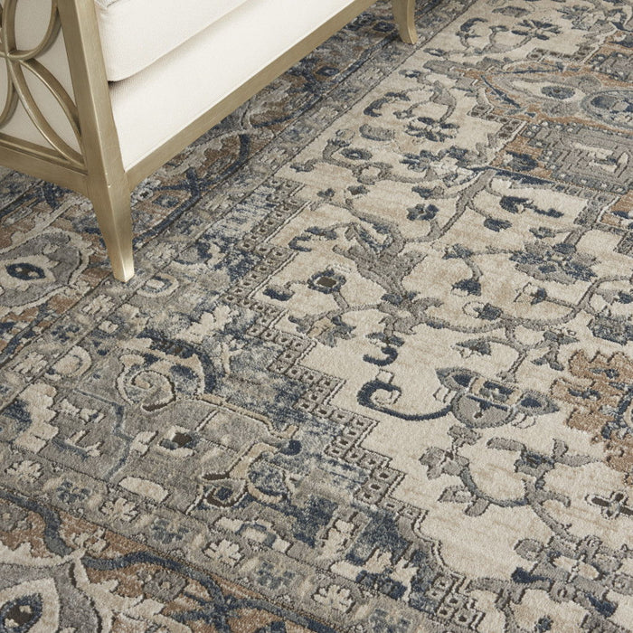 12' X 15' Medallion Power Loom Area Rug - Ivory And Gray