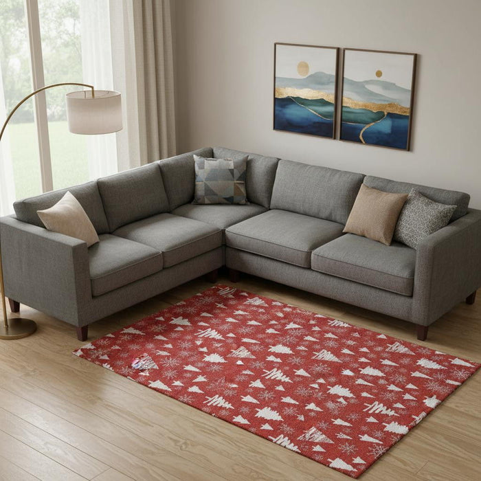 10' X 14' Abstract Geometric Washable Area Rug With UV Protection (701858) - Red / Ivory