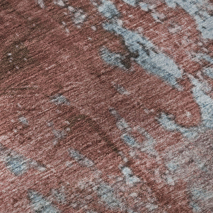10' X 14' Abstract Washable Area Rug With UV Protection (701449) - Coral / Blue