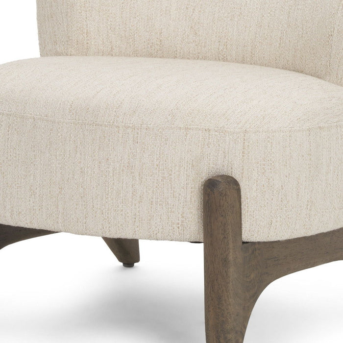 Upholstery And Solid Wood Slipper Chair - Cream / Dark Brown