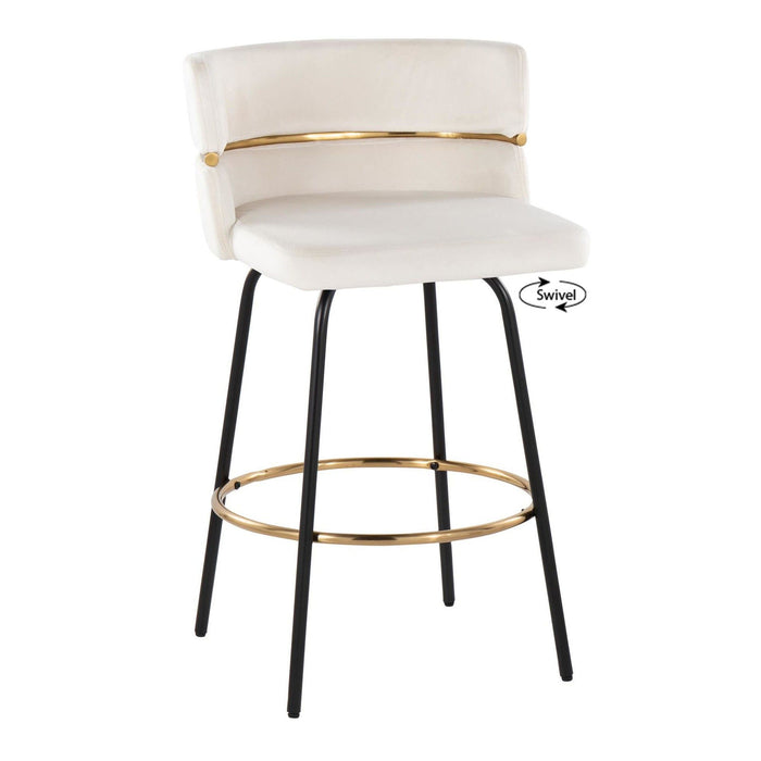 Cinch Claire - 26" Fixed-Height Counter Stool (Set of 2) - Gold And Black Base