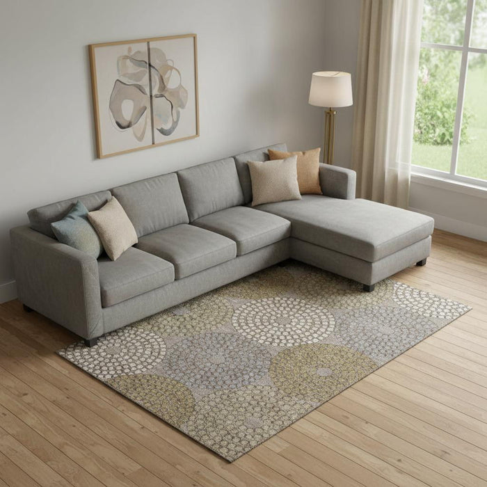 10' X 14' Geometric Washable Area Rug With UV Protection (670153) - Taupe / Beige / Gray