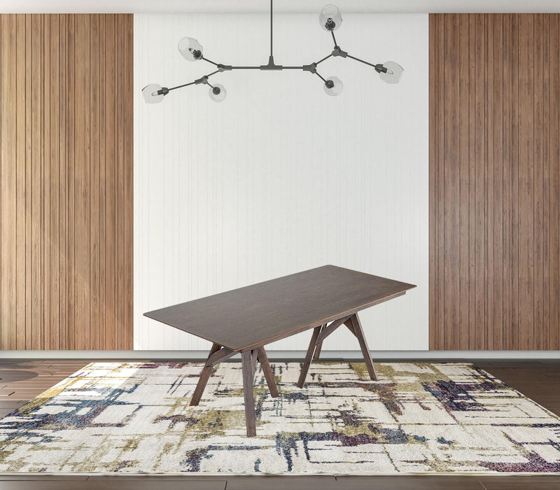 Solid Wood Double Pedestal Base Dining Table (486037) - Brown