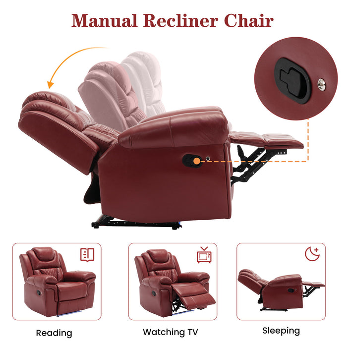 Giga home theater reclining sofa with center console and LED light strip, designed for comfortable living room seating.