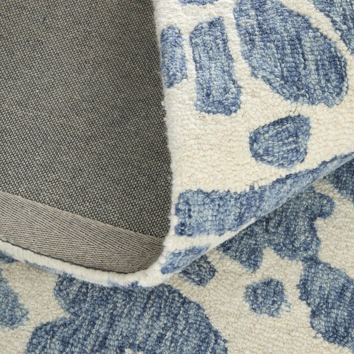 9' X 12' Wool Abstract Hand Tufted Area Rug (722350) - Blue / Ivory