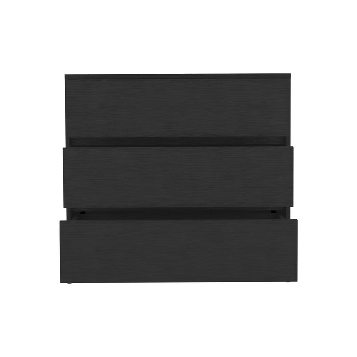 34" Three Drawer Dresser - Black