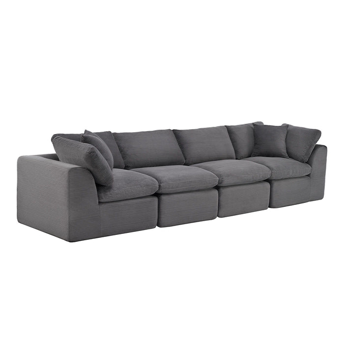Corduroy Modular Sofa Chaise With Toss Pillows (725198) - Dark Gray