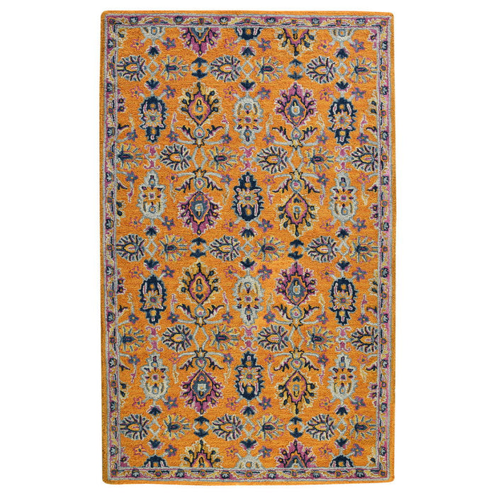8' X 11' Wool Floral Hand Tufted Area Rug - Orange
