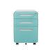 Giga 3-drawer mobile filing cabinet in steel with five wheels, waterproof and anti-tilting, suitable for legal, letter, and A4 files.