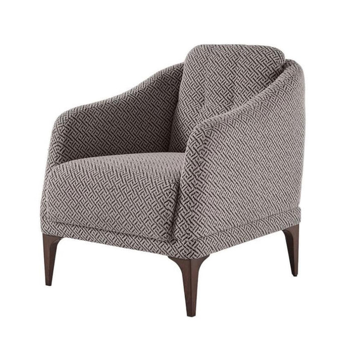 Bellona Seul accent chair with plush fabric upholstery and modern design, featuring a curved back and wooden legs.