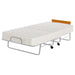 Bellona Sigma folding bed with metal frame and fabric mattress in a folded position, ready for storage or use.