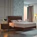 Bellona Montego brown leather bedroom set with storage, includes queen and king size beds and matching furniture.