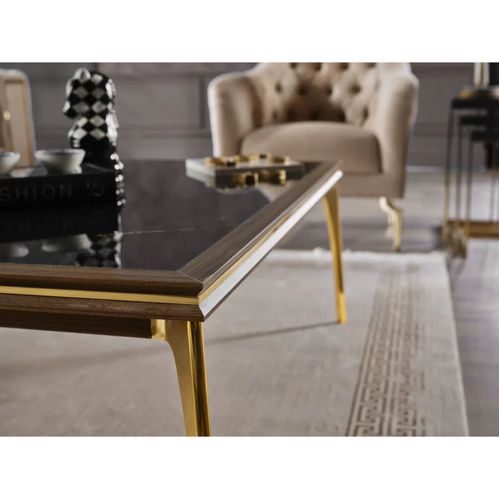 Bellona Montego coffee table with a sleek wooden top and metal legs, modern design perfect for living room decor.