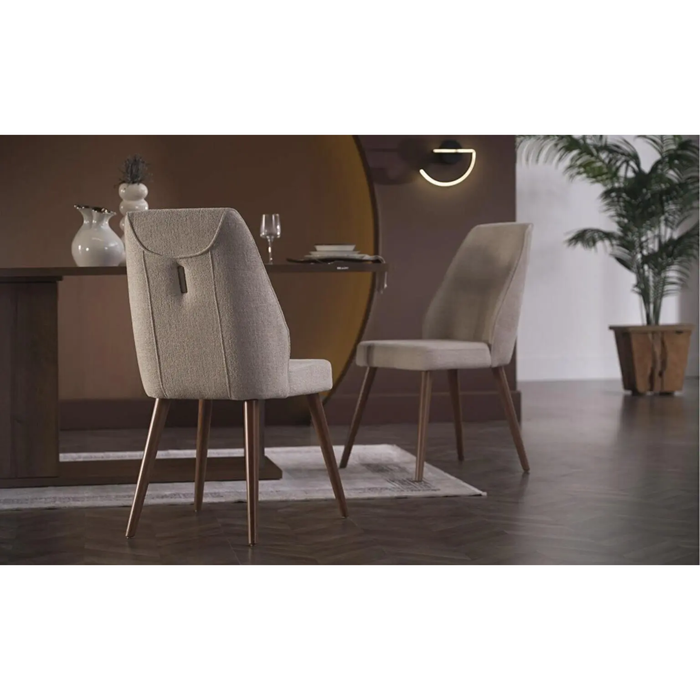 Bellona Mirante dining room set with a table, six chairs, buffet, and mirror, showcasing elegant wood finish and classic design.