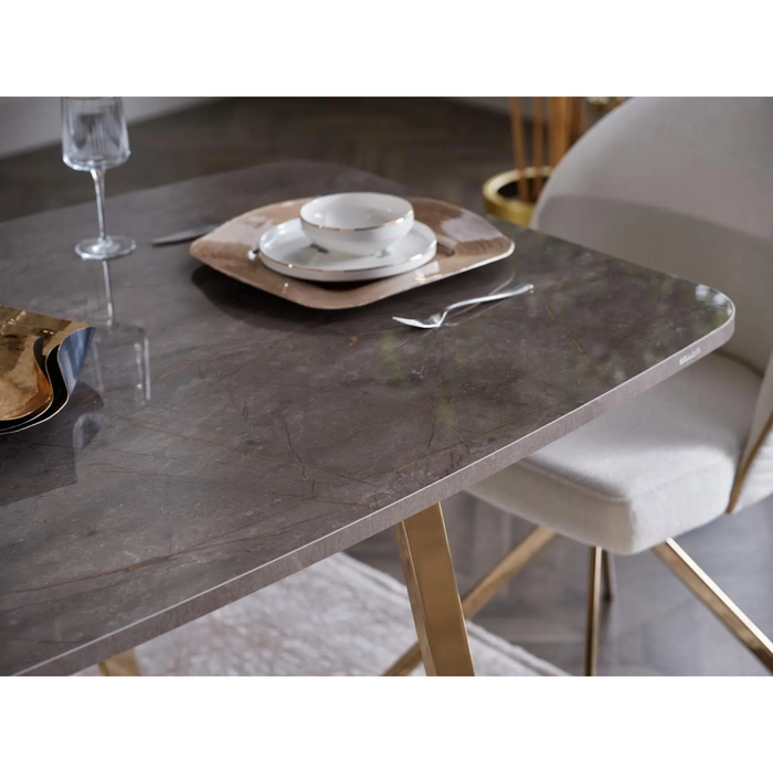 Bellona Veronica dining room set with table, six chairs, buffet, and mirror, showcasing a stylish wooden furniture collection.
