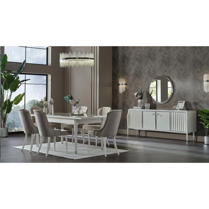 Bellona Ballona Gravita expandable dining table with wooden finish, shown extended, featuring a modern design for dining rooms.