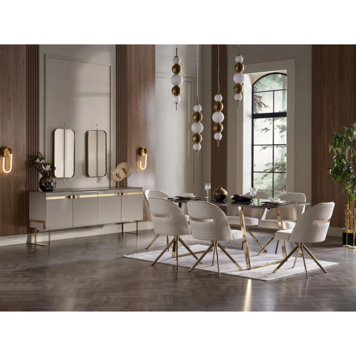 Bellona Veronica dresser with attached mirror, showcasing sleek wooden finish and modern design for elegant bedroom storage.