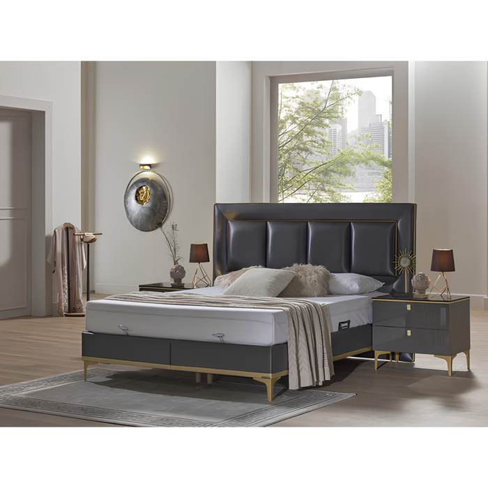 Bellona Carlino dresser mirror in Prada Grey, showcasing a sleek rectangular design with a modern frame for bedroom decor.