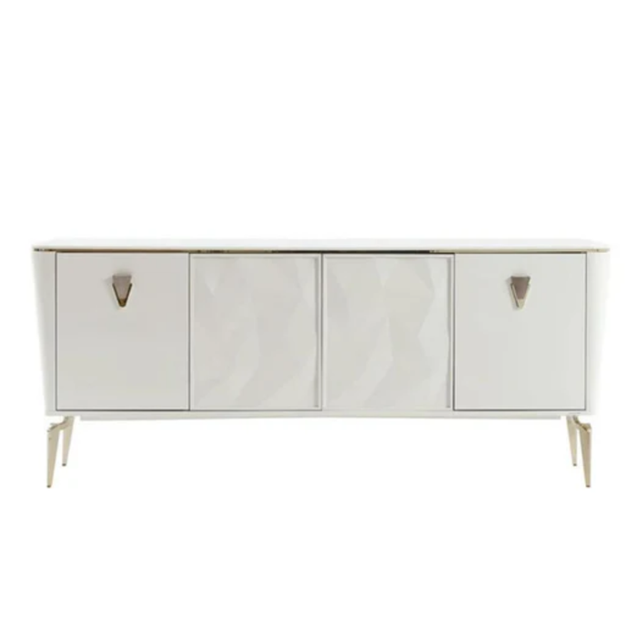 Bellona Plaza Buffet Console dresser with matching mirror, featuring a modern wooden design and multiple storage compartments.