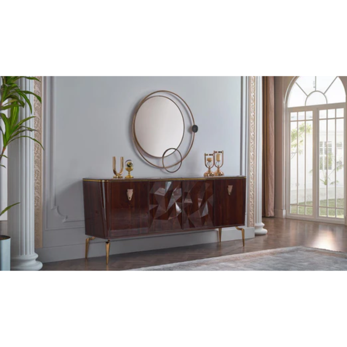Bellona Plaza Buffet Mirror showcasing a large, elegant dresser mirror with a sleek frame, ideal for bedroom decor.