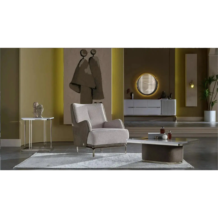 Bellona Estella cream living room set with sofa and armchair, featuring plush upholstery and modern design.