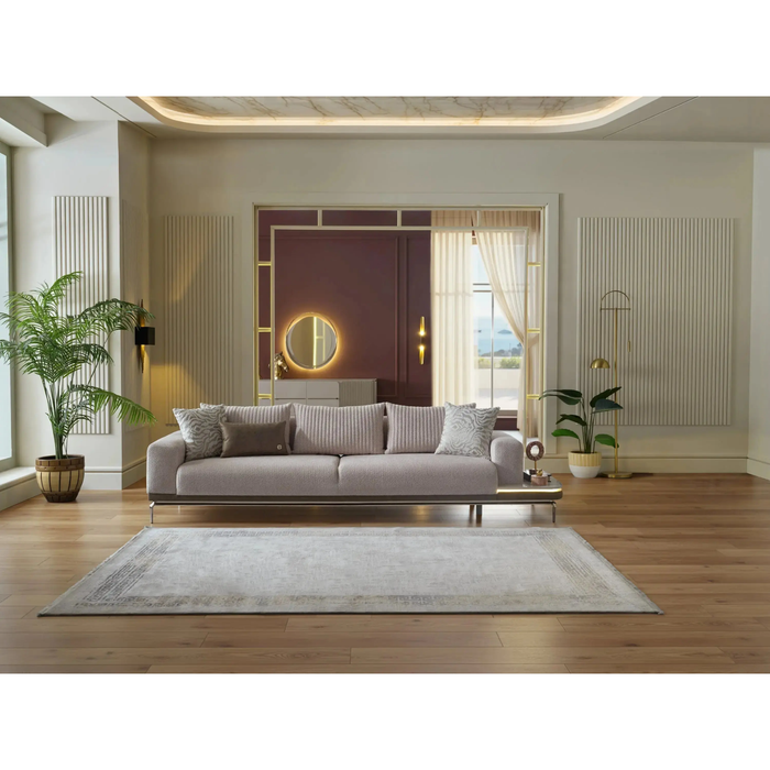 Bellona Estella cream living room set with sofa and armchair, featuring plush cushions and modern design.