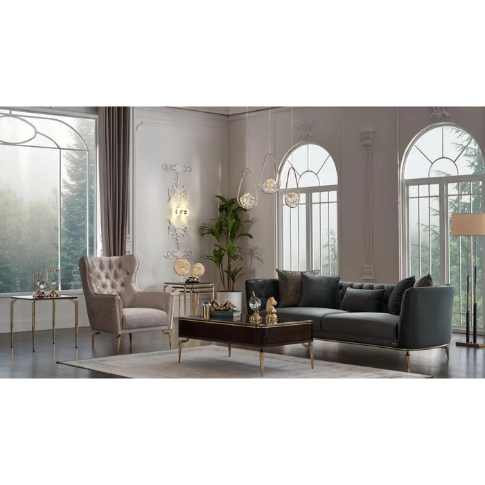 Bellona Plaza living room set featuring a sofa, armchair, and coffee table in a modern living room setting
