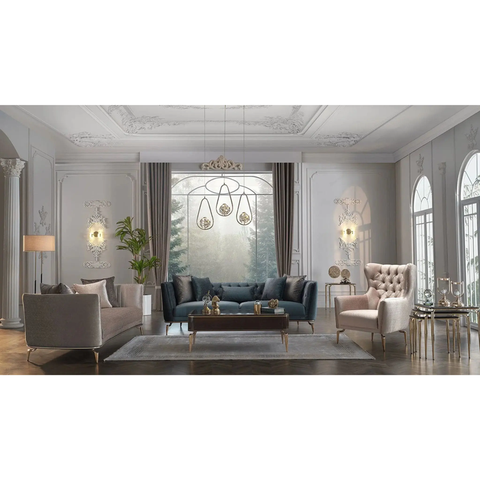 Bellona Plaza living room set featuring a sofa, armchair, and coffee table in modern design.