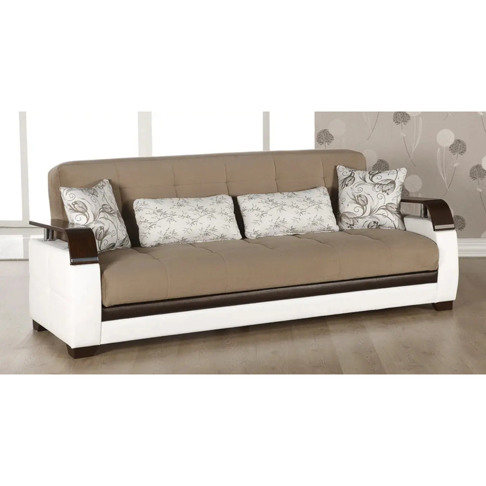 Bellona Natural Living Room Set featuring sofa and armchair with neutral upholstery and wooden legs, modern and comfortable design.