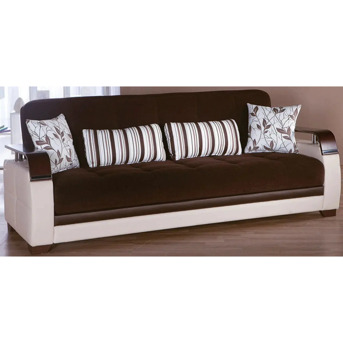 Bellona Natural Living Room Set featuring a sofa, armchair, and coffee table with neutral fabric and wooden accents.