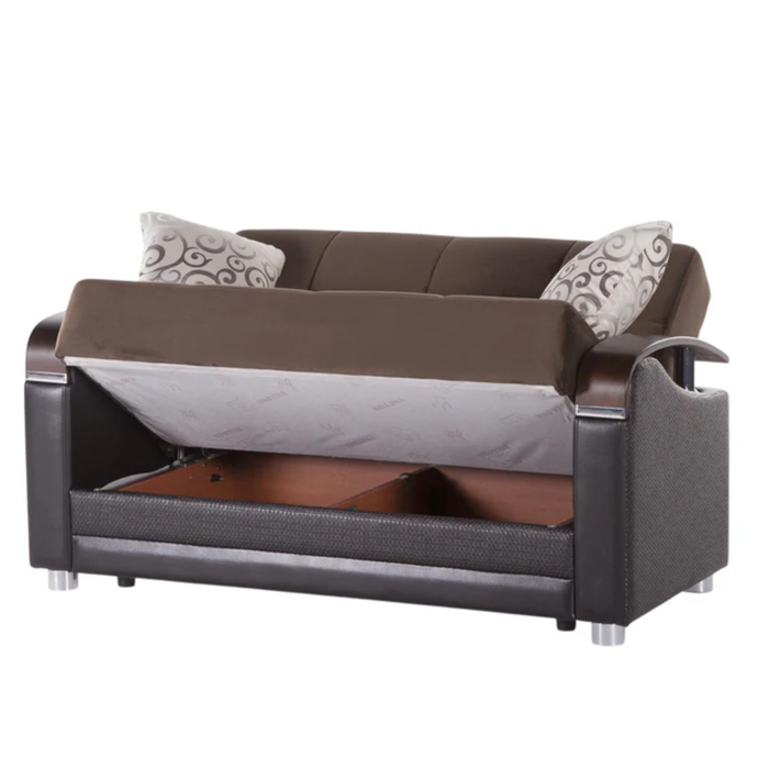 Bellona Luna loveseat in a modern living room with plush fabric upholstery and sleek design, perfect for cozy seating.