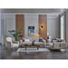 Bellona Mirante Loveseat in Beatto Cream, plush fabric with modern design, showcasing the comfortable seating and stylish appearance.