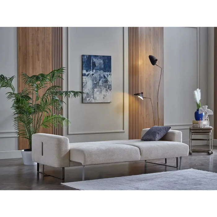 Bellona Mirante loveseat in Beatto Cream fabric, showcasing plush cushions and sleek design for modern living spaces.