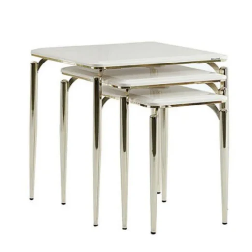 Bellona Plaza Nesting Table set in ivory with two sleek, modern nesting tables perfect for living room or side table use.