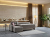 Bellona Mocca sectional sofa with plush cushions and modern design, featuring a dark brown fabric upholstery.