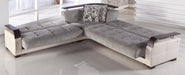 Bellona Natural Sectional Sofa with four pieces, featuring plush cushions and modern design, perfect for contemporary living rooms.
