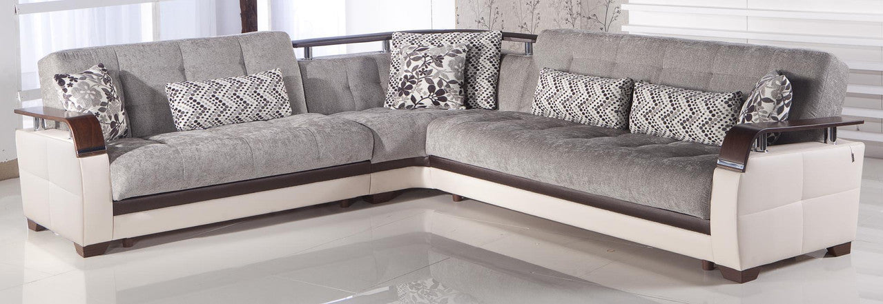 Bellona Natural Sectional Sofa with four pieces, featuring neutral-colored cushions and modern design for living room comfort.