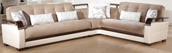 Bellona Natural Sectional Sofa, 4-piece living room set with plush cushions and modern design, shown in a spacious lounge setting.