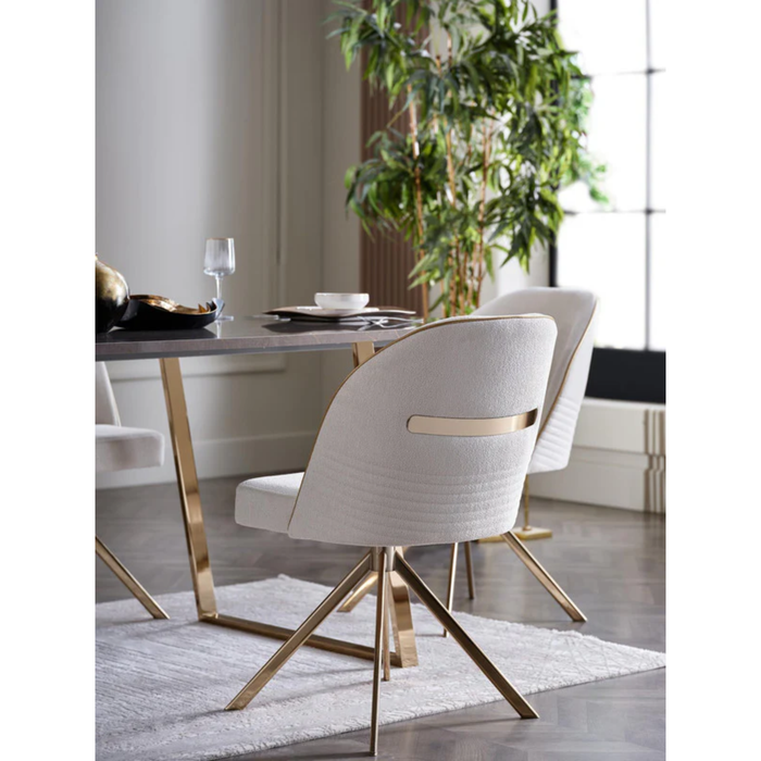 Pair of Bellona Veronica dining side chairs with metal legs, featuring upholstered seats and backrests in a modern design.