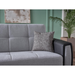 Bellona Dublin 3-seat sleeper sofa in Boss Grey fabric, showing the sofa with cushions and a pull-out bed feature.